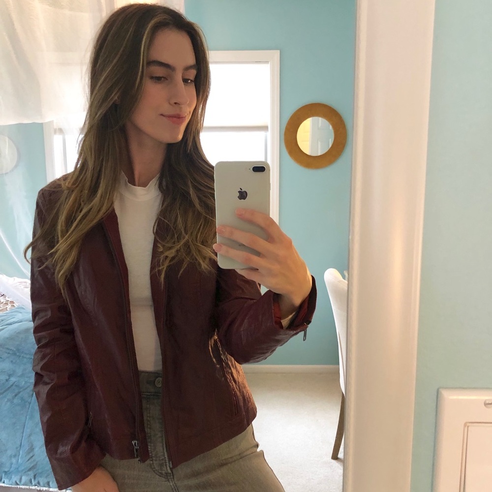 BB Dakota Red Leather Jacket - Size Large